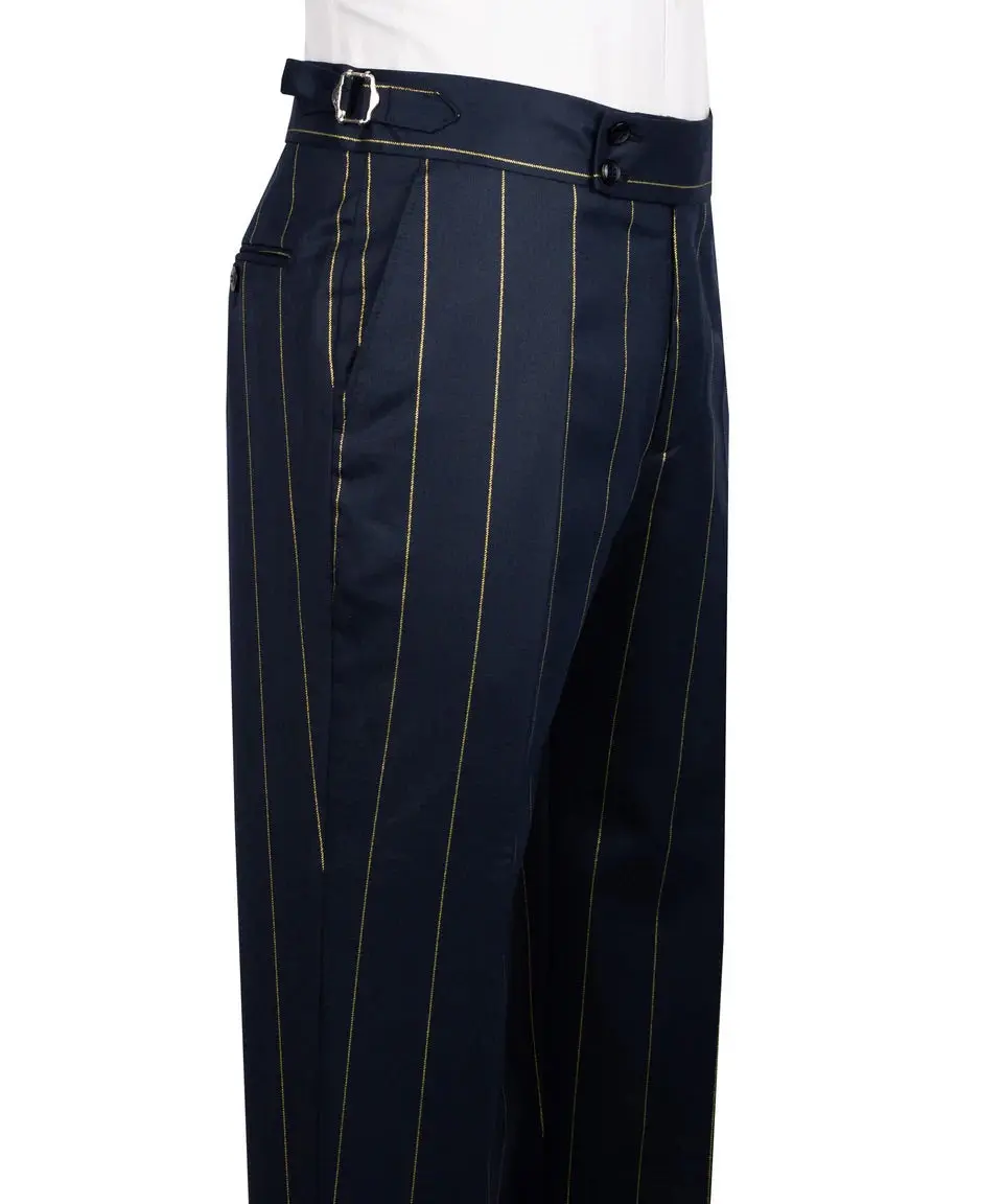 Men's Double-Breasted Pinstripe Suit-Navy — photograph 4