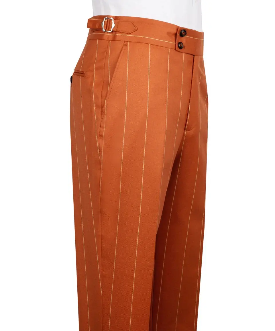 Men's Double-Breasted Pinstripe Suit-Orange — photograph 4