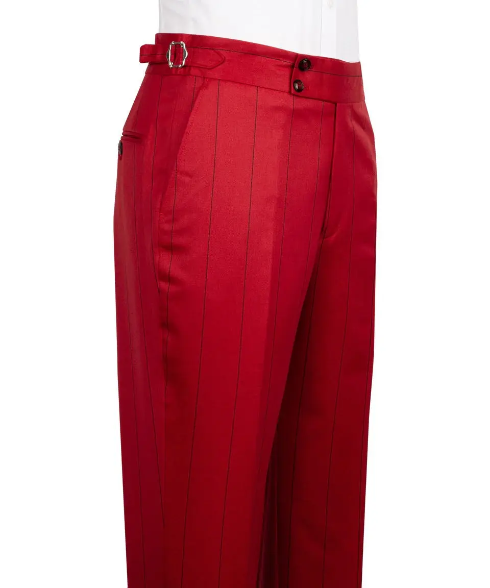 Men's Double-Breasted Pinstripe Suit-Red — photograph 4