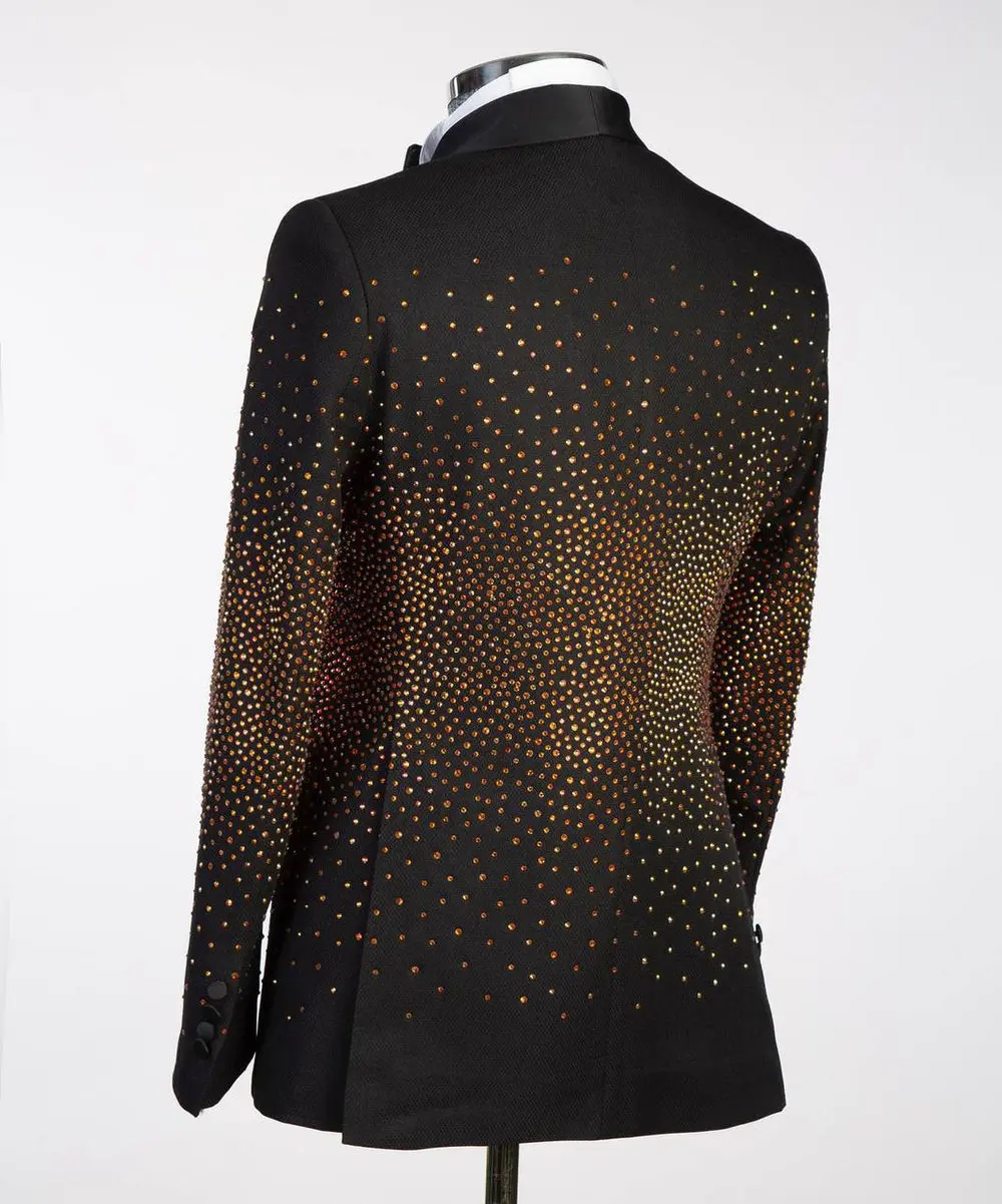 Men's Double Breasted Black Tuxedo, Gold Stoned — photograph 5
