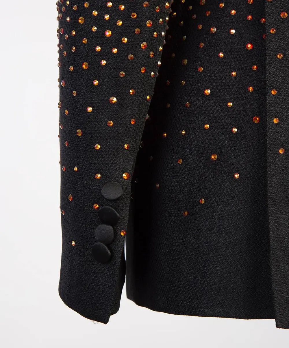 Men's Double Breasted Black Tuxedo, Gold Stoned — photograph 6