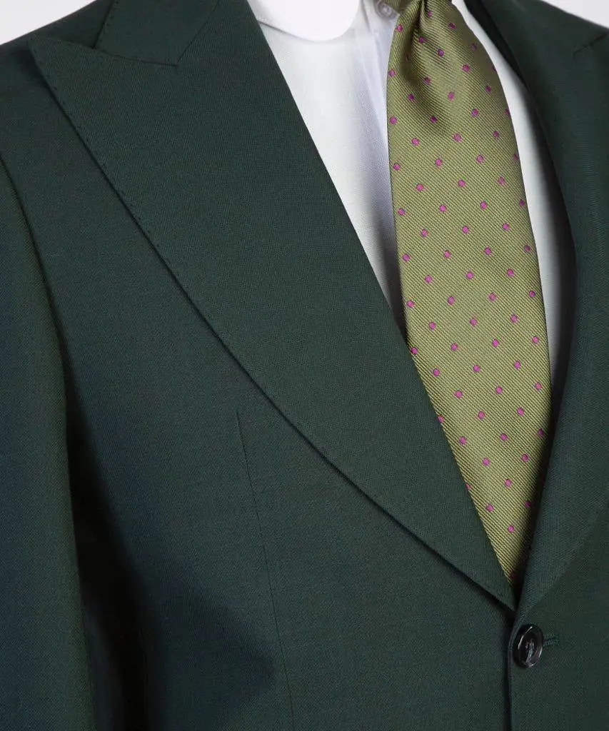 Men's 3 Piece Classic Olive Green Suit — photograph 2