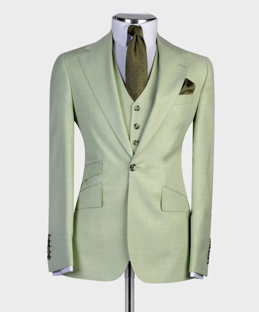 Men's 3 Piece Classic Green Suit — photograph 1