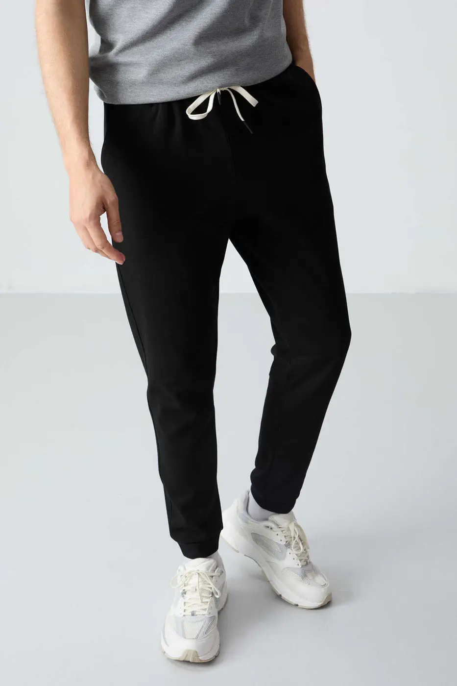 Men's-Grey-Black-Short Sleeve-Tracksuit Set — photograph 4