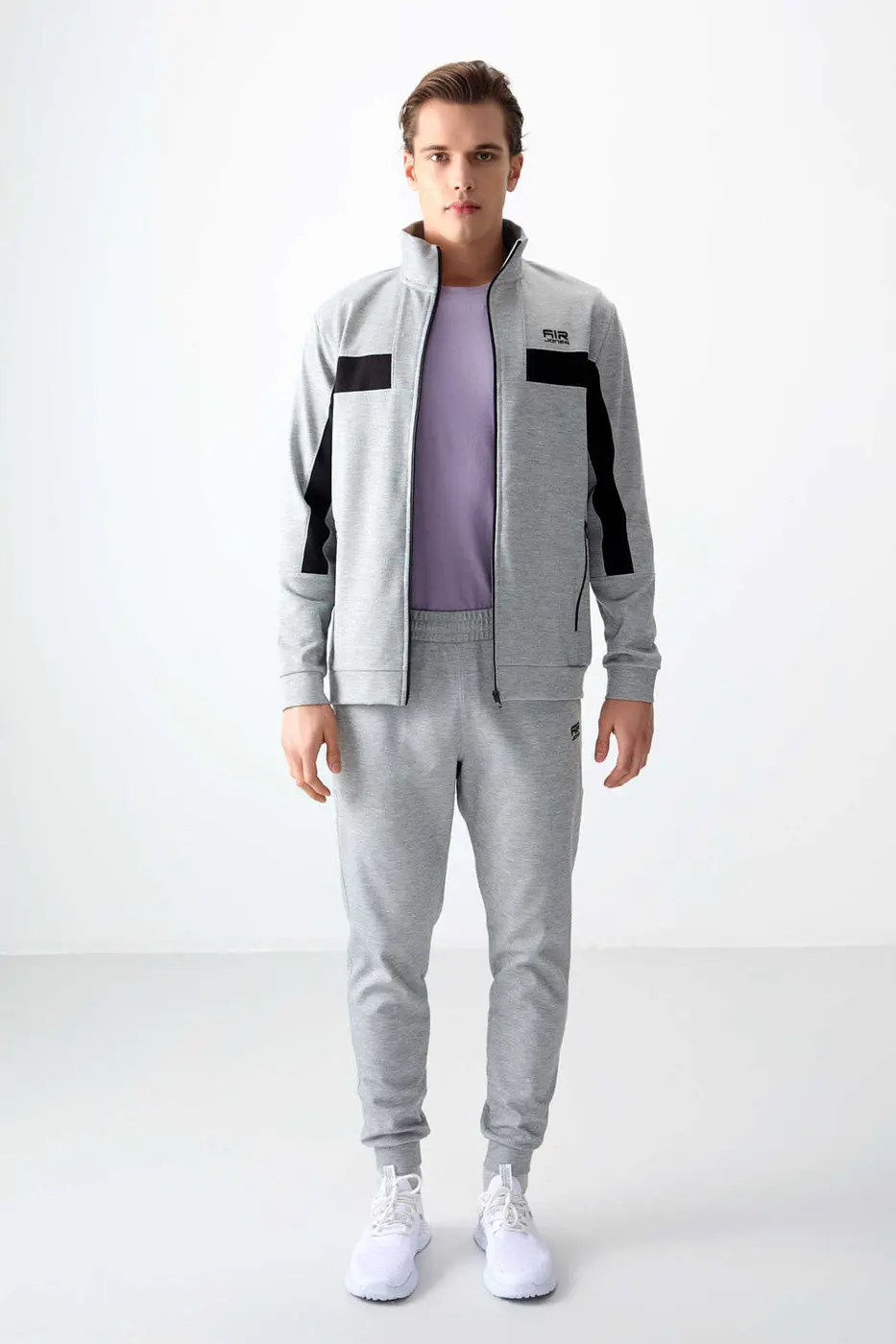 Men's Grey- Textured Tracksuit Set Melanj — photograph 1