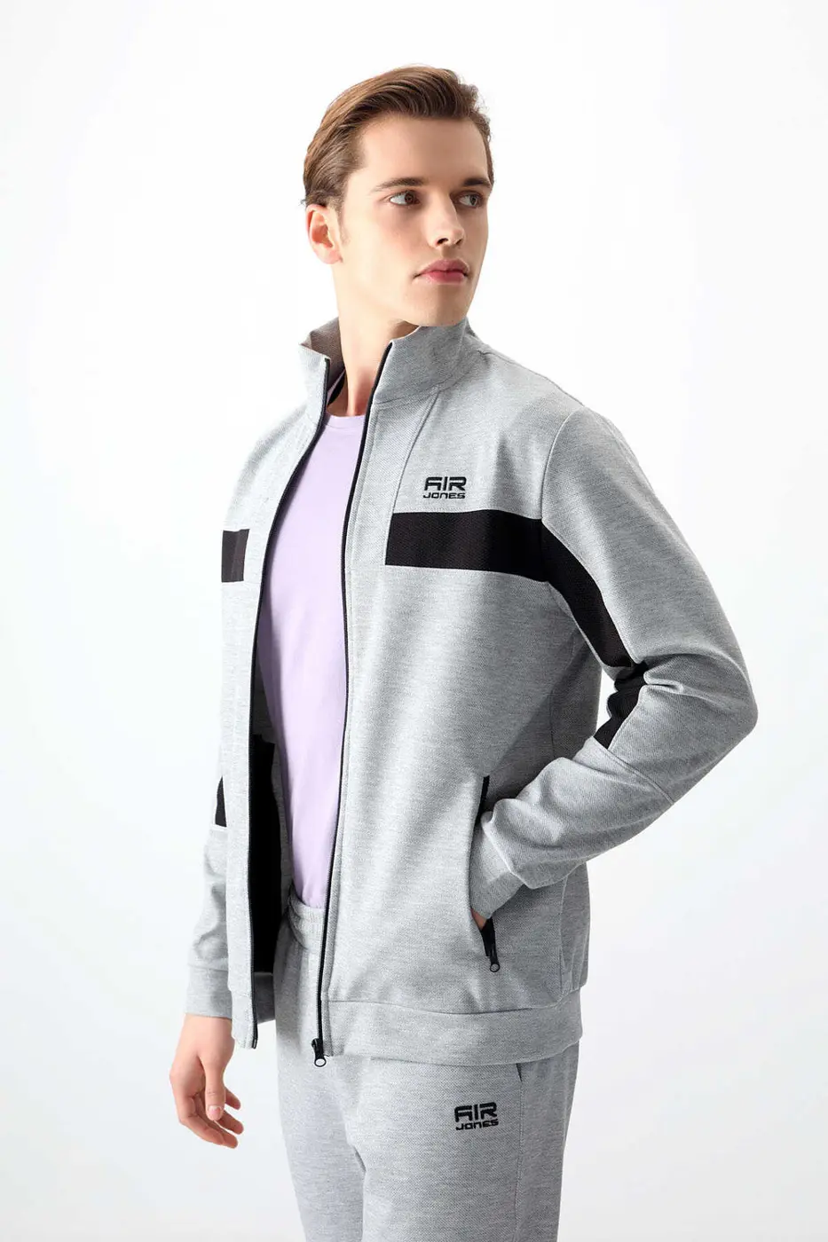 Men's Grey- Textured Tracksuit Set Melanj — photograph 2