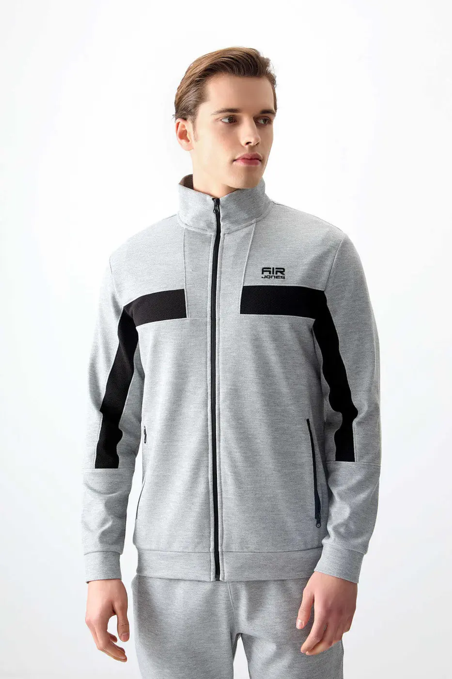 Men's Grey- Textured Tracksuit Set Melanj — photograph 4