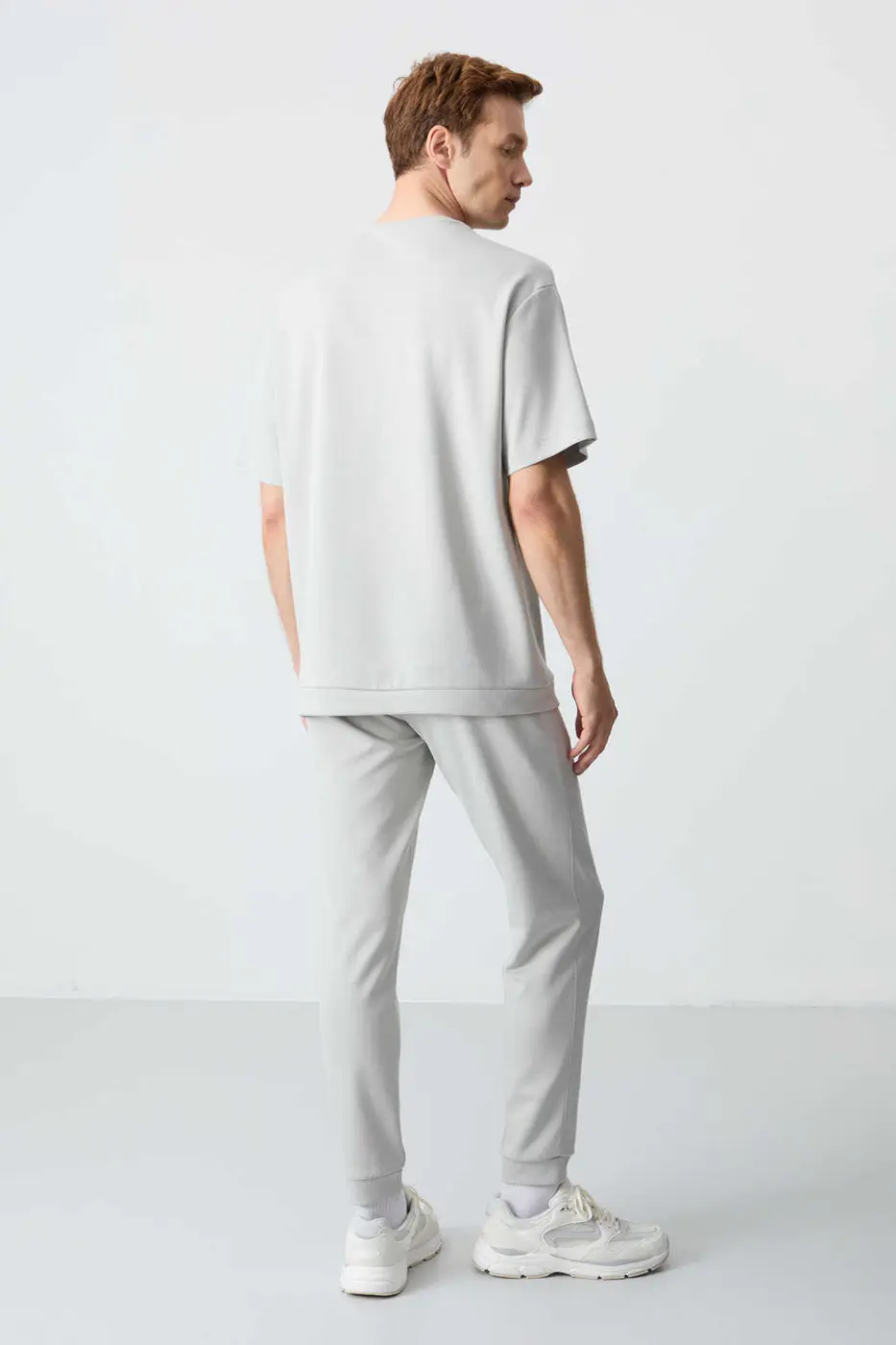 Men's-Grey-Short Sleeve-Tracksuit Set — photograph 8
