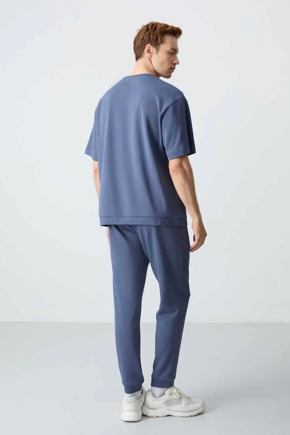 Men's-Petrol Blue-Short Sleeve-Tracksuit Set — photograph 8