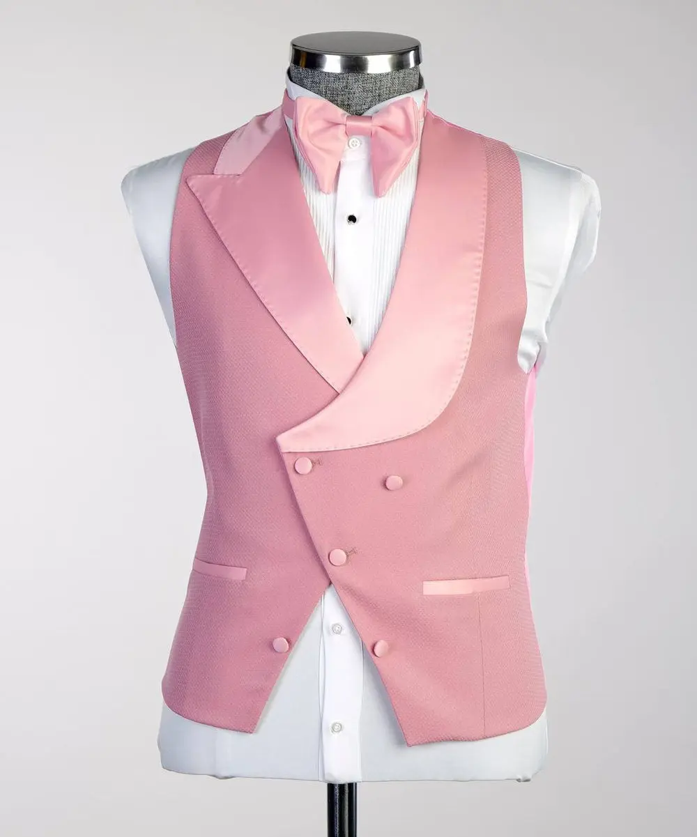 Men's Pink Tuxedo-Asymmetrical Satin Lapel — photograph 3