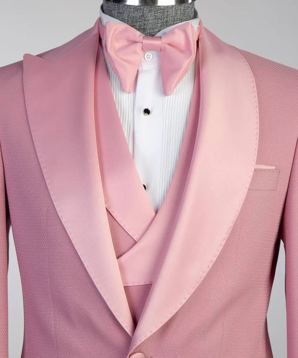 Men's Pink Tuxedo-Asymmetrical Satin Lapel — photograph 5