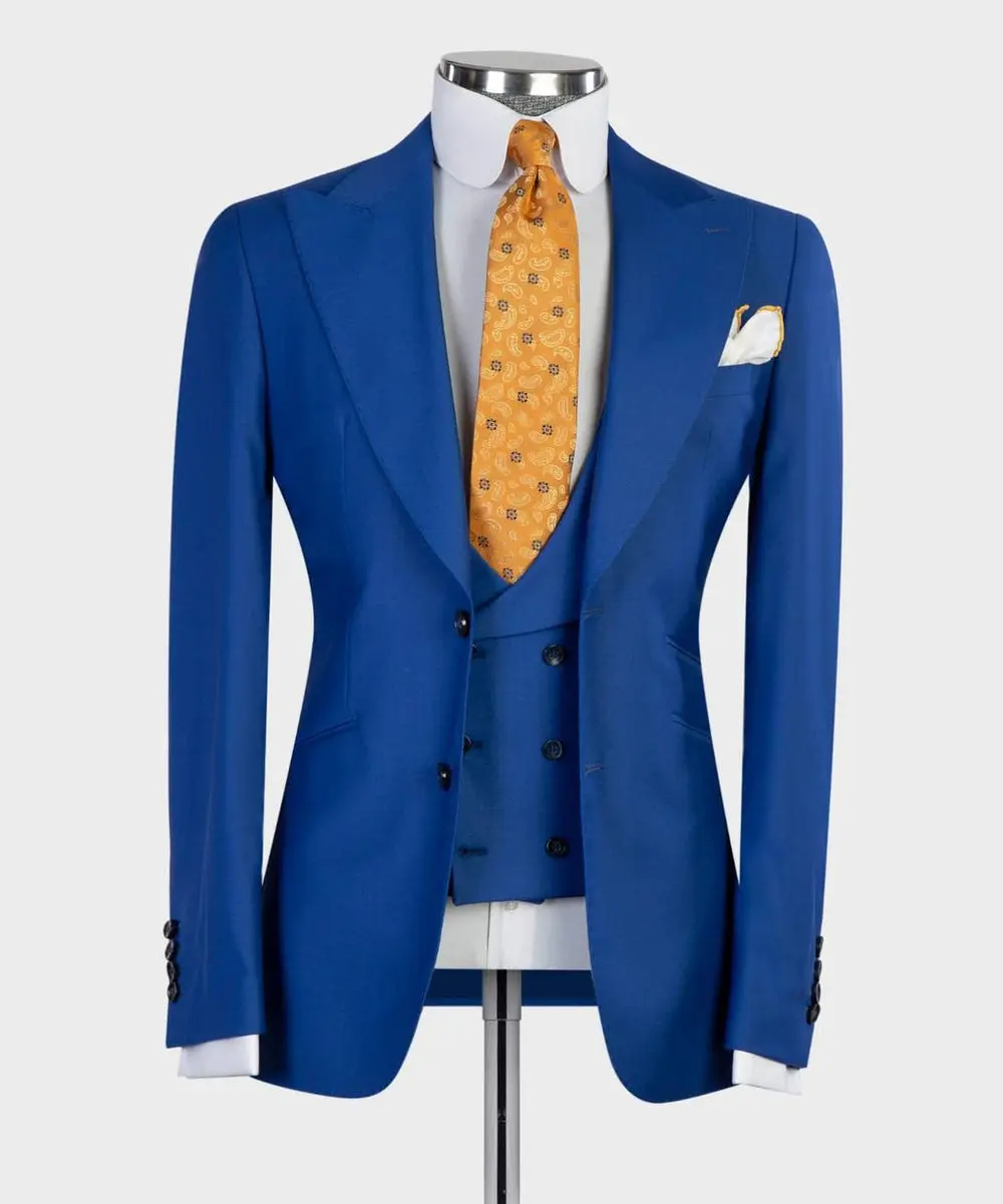 Men's 3 Piece Classic Royal Blue Suit — photograph 1
