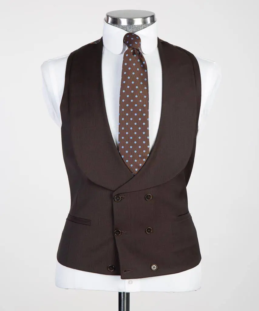 Men's 3 Piece Classic Brown Suit — photograph 3