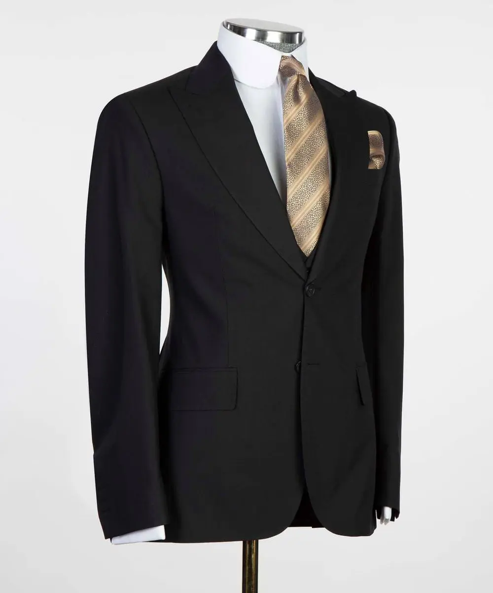 Men's 3 Piece Classic Black Suit — photograph 2
