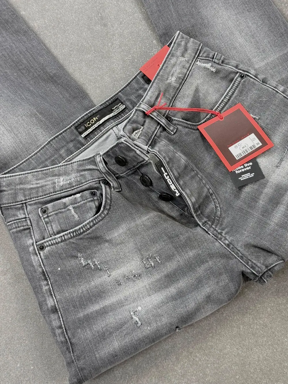 Men's Slim Fit Stretch Denim Jeans – Grey — photograph 3