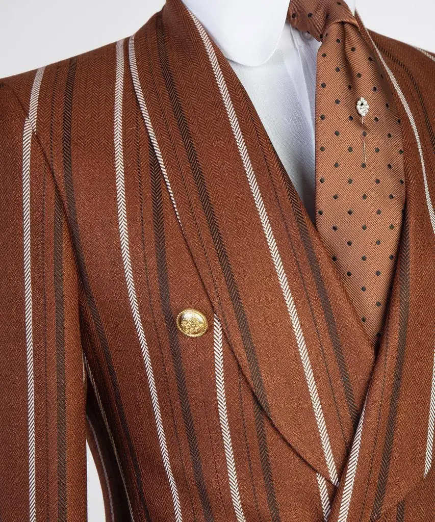 Men's Suit -2 Piece, Brown Stripe Design — photograph 3