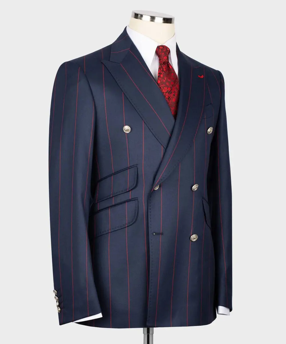 Men's Suit -2 Piece Double Breasted Stripy — photograph 3