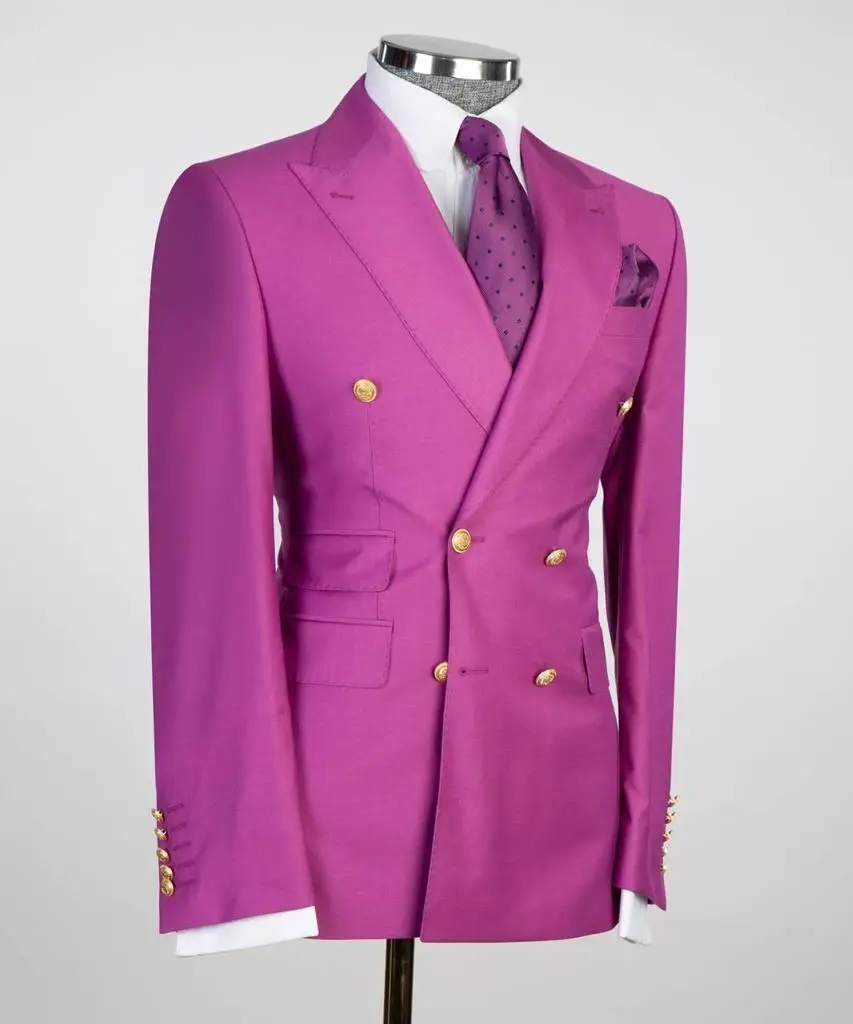 Double Breasted Pink Suit Peak Lapel 2pc — photograph 3