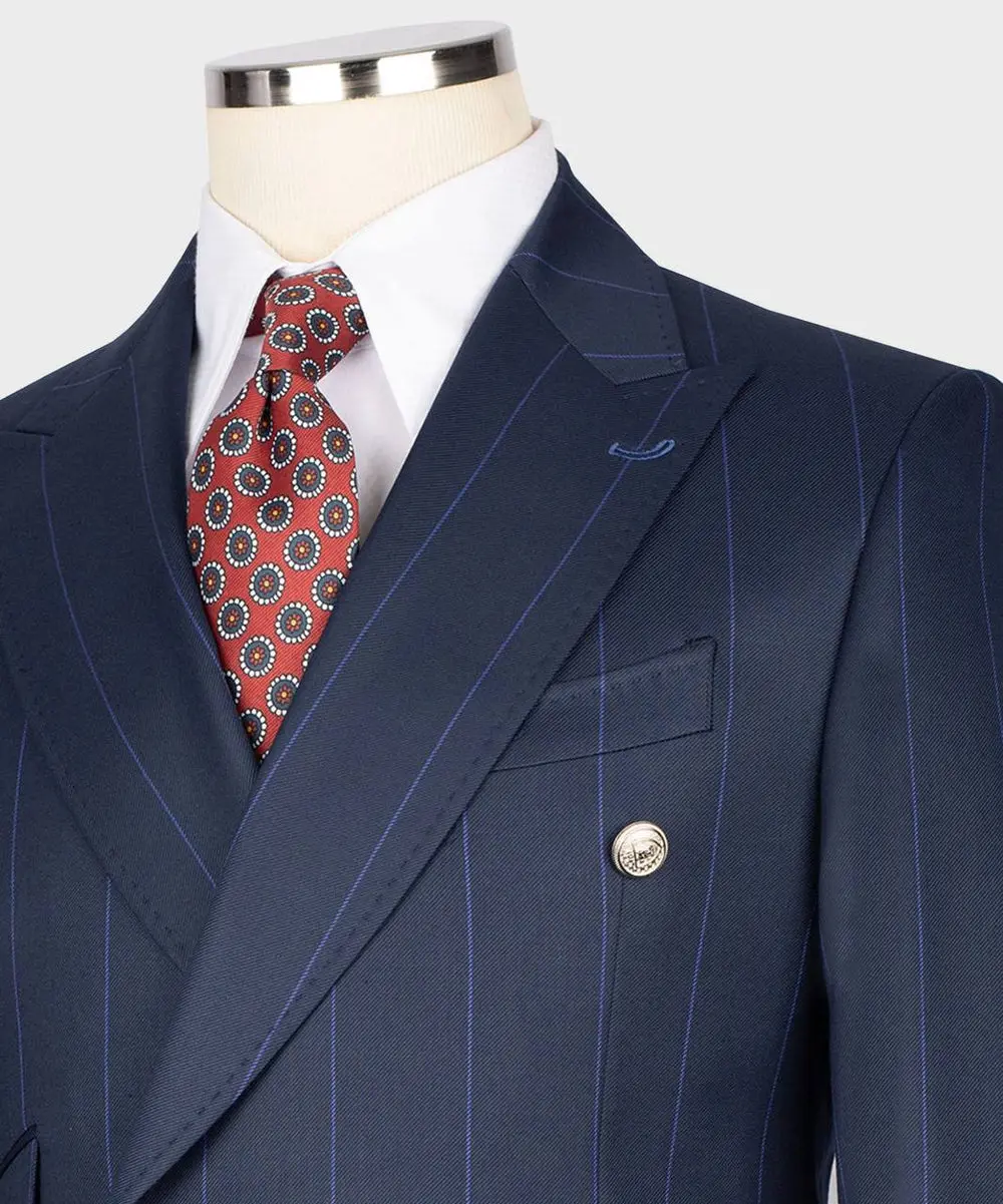 Men's Suit -2 Piece Double Breasted Stripy — photograph 2