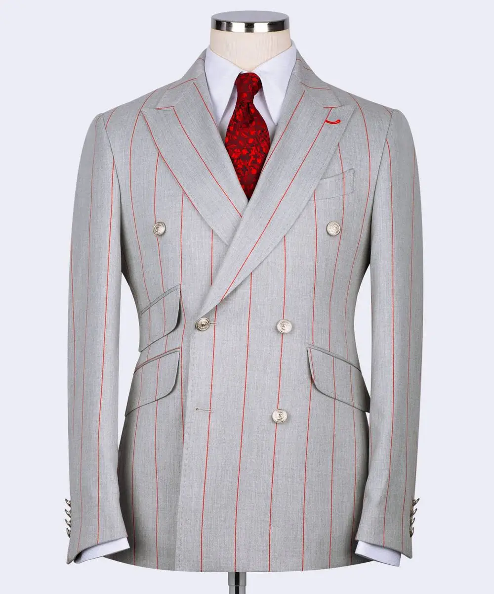 Men's Suit -2 Piece Double Breasted Stripy — photograph 1