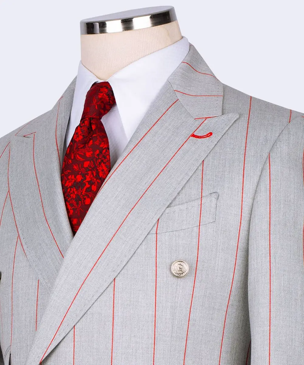 Men's Suit -2 Piece Double Breasted Stripy — photograph 2