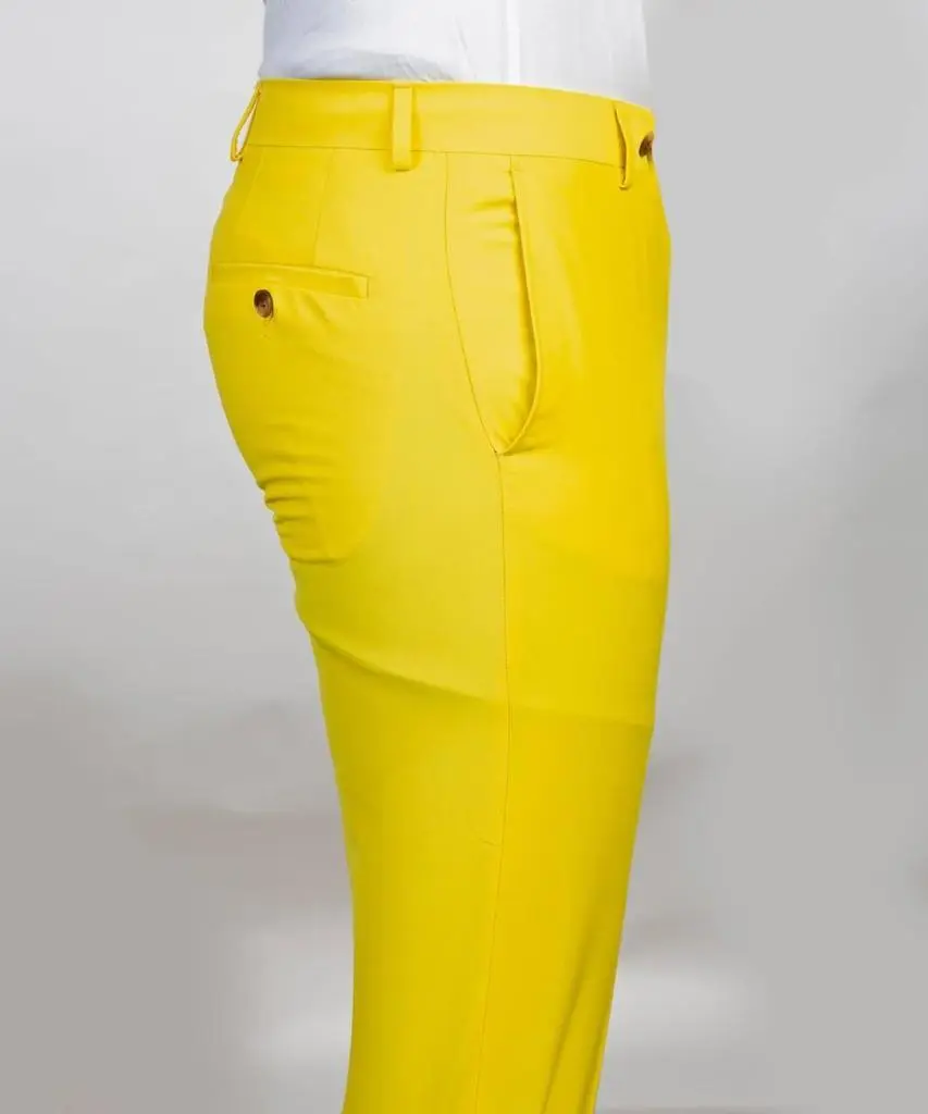 Men's Suit 2 Piece Double Breasted Yellow,Peak Lapel — photograph 4