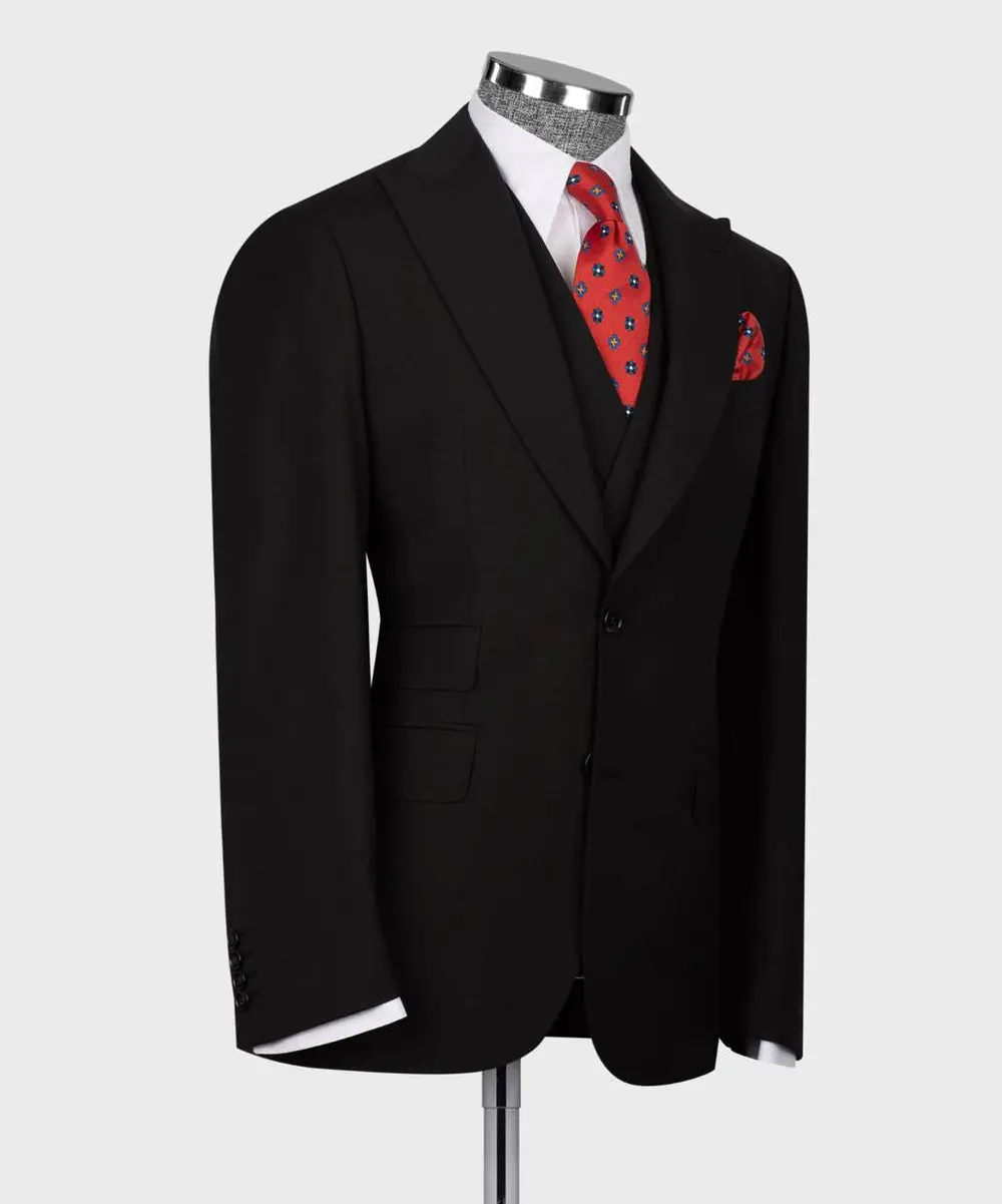 Men's Suit Set, %100 Wool, Black — photograph 3