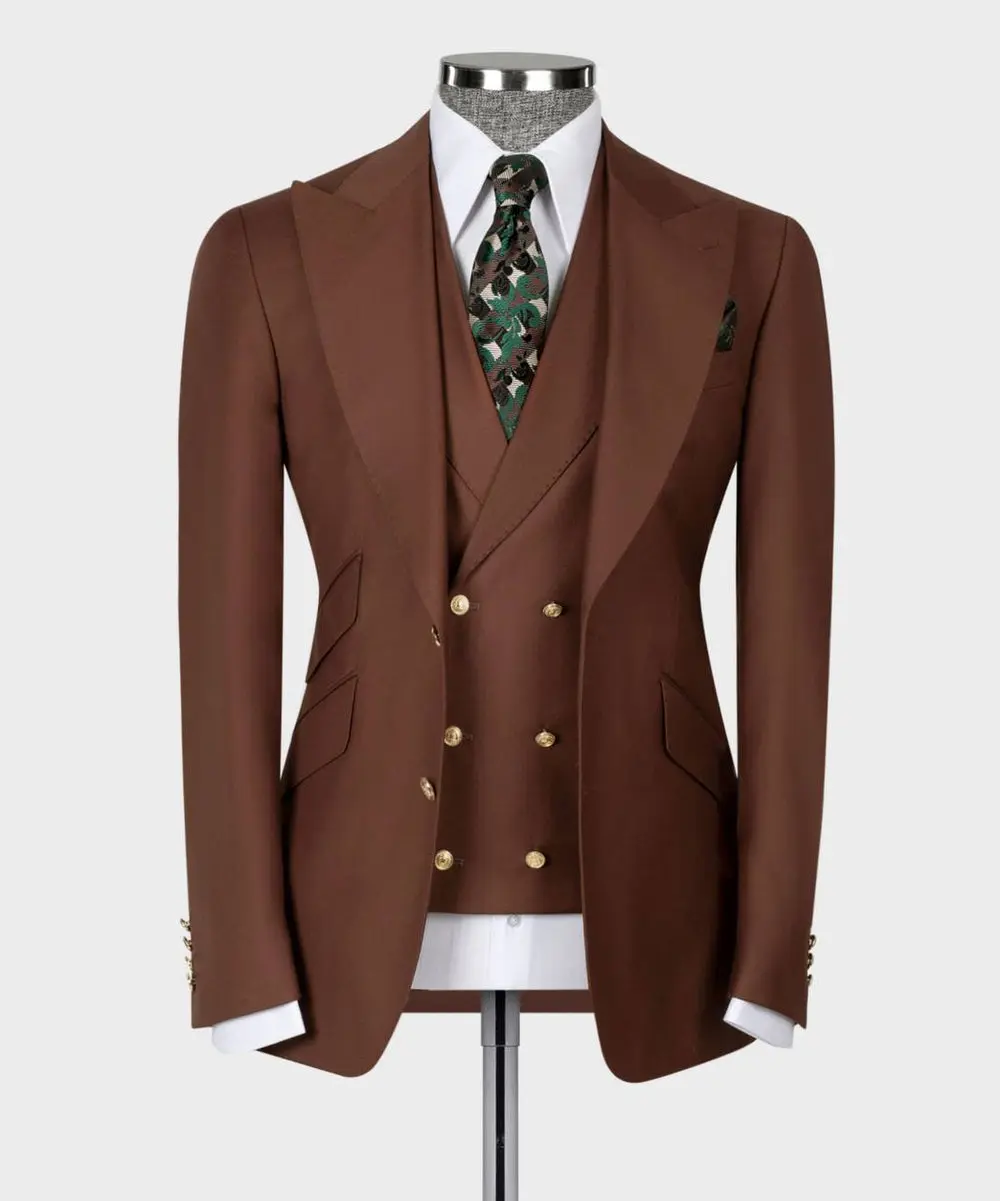 Men's Suit Set, %100 Wool, Brown — photograph 1
