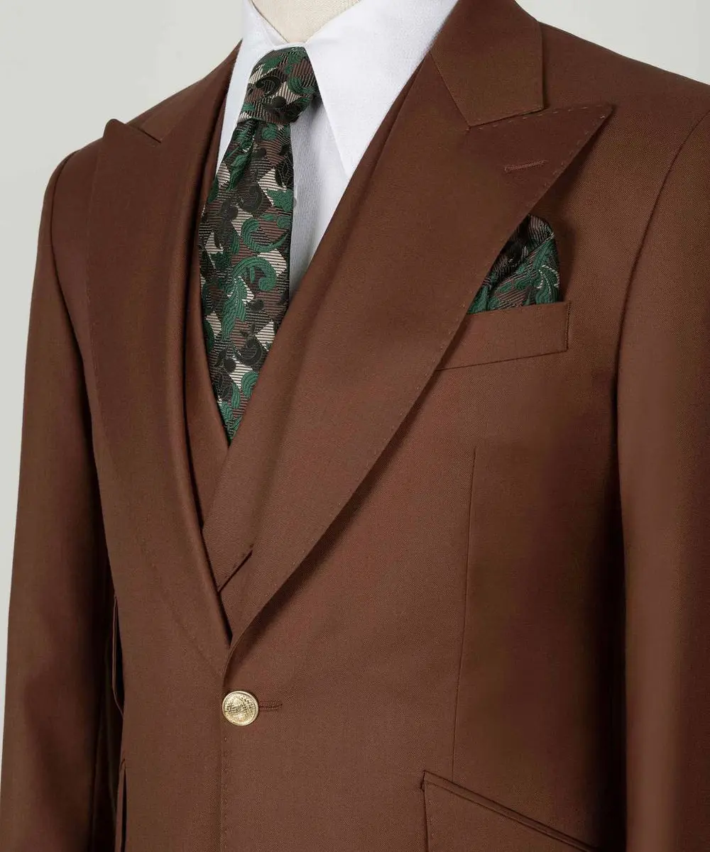Men's Suit Set, %100 Wool, Brown — photograph 2