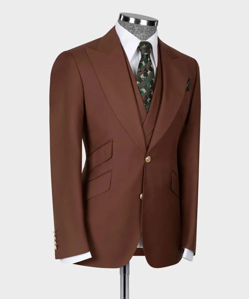 Men's Suit Set, %100 Wool, Brown — photograph 4