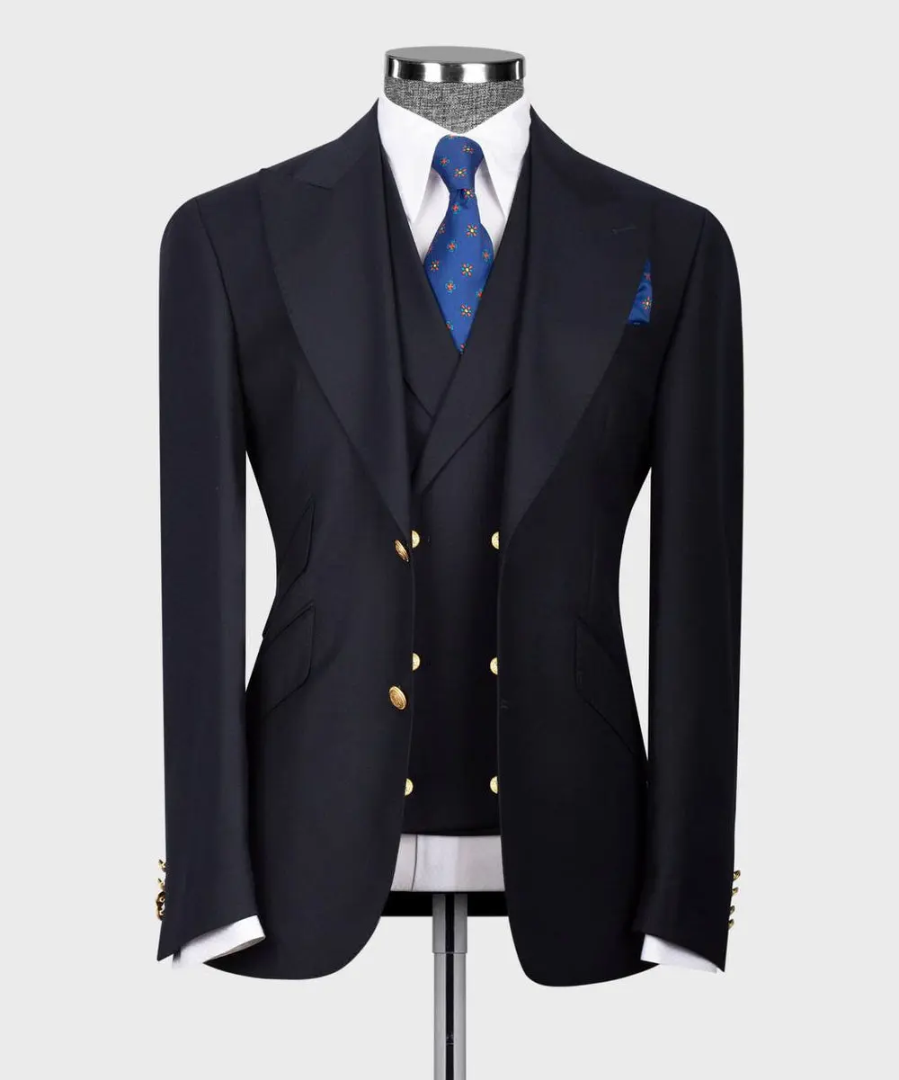 Men's Suit Set, %100 Wool, Navy — photograph 1