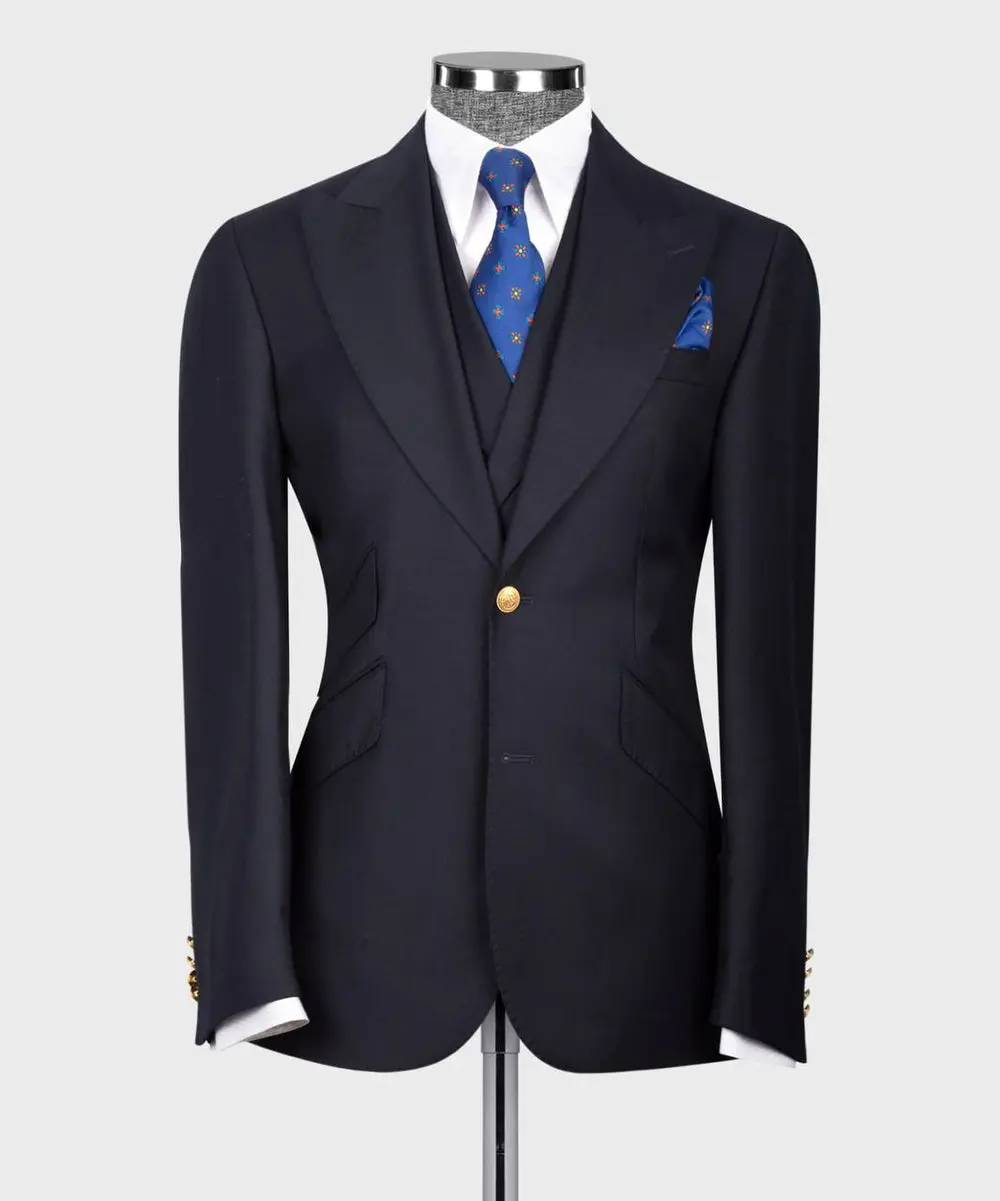 Men's Suit Set, %100 Wool, Navy — photograph 3