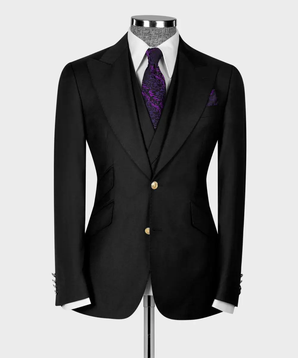 Men's Suit Set, %100 Wool, Black — photograph 3