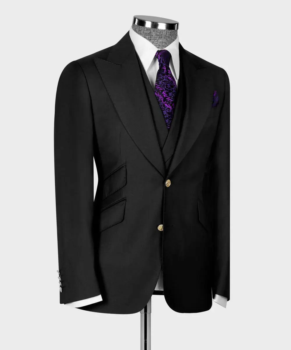 Men's Suit Set, %100 Wool, Black — photograph 4
