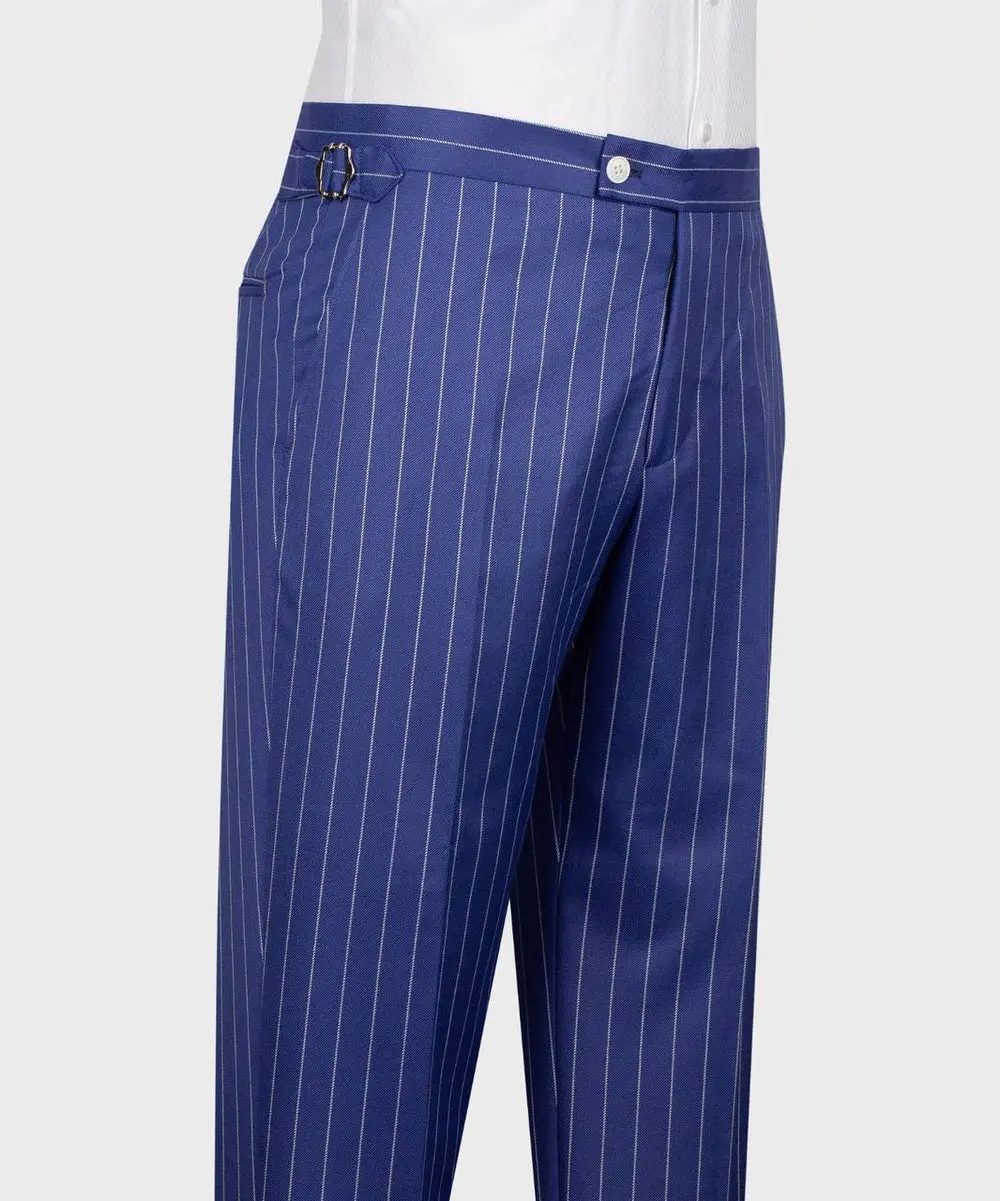 Men's Suit Set, %100 Wool, Striped, Blue — photograph 6