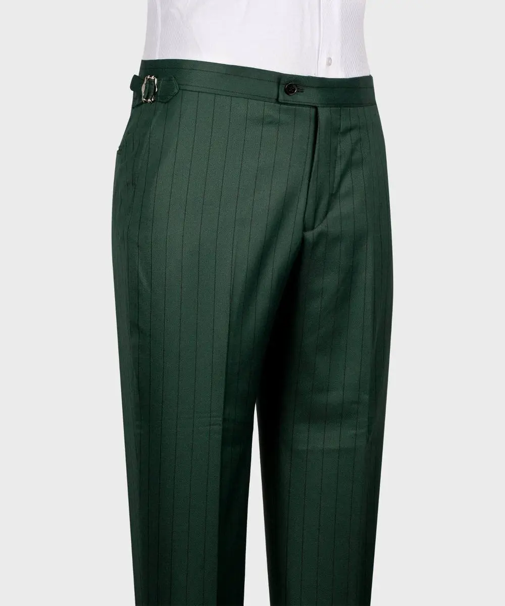 Men's Suit Set, %100 Wool, Striped, Green — photograph 5