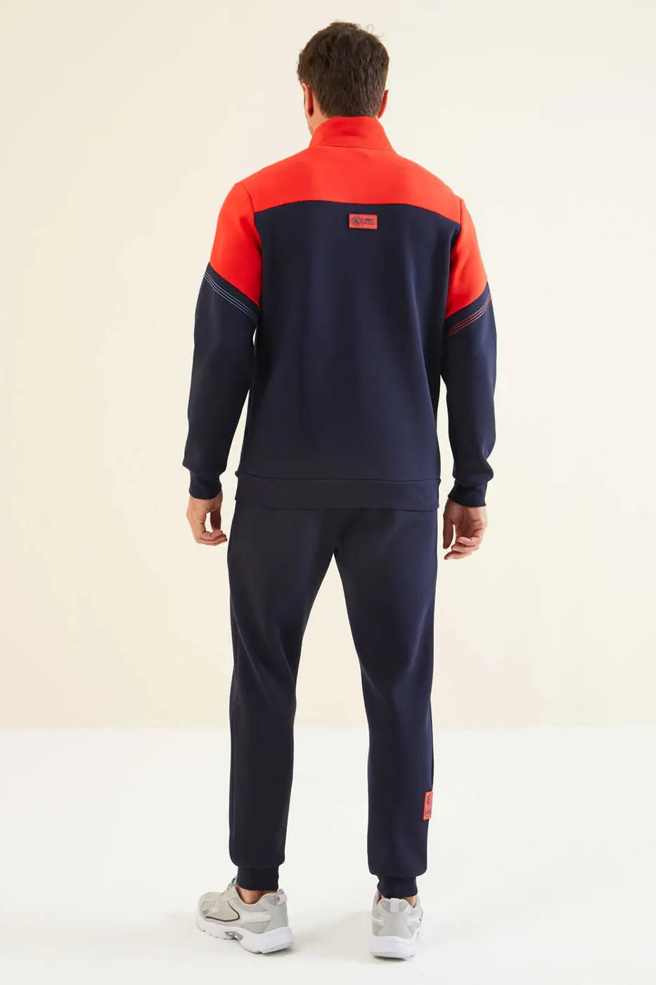 Men's Navy-Red-Colour-Block-Jogger-Tracksuit Set — photograph 9