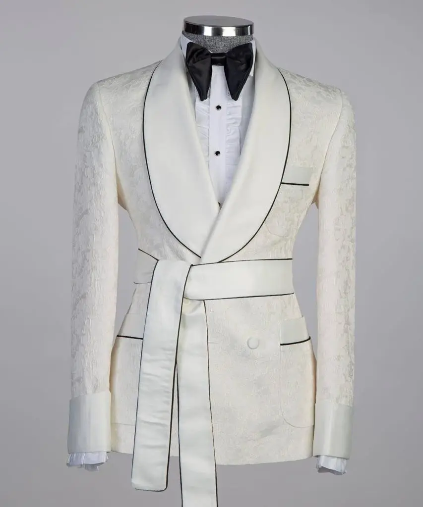 Men's 3 Piece Double Breasted Beige Tuxedo — photograph 1
