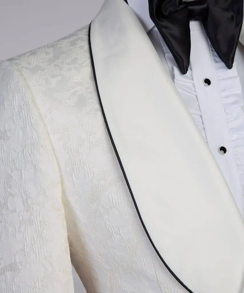 Men's 3 Piece Double Breasted Beige Tuxedo — photograph 2
