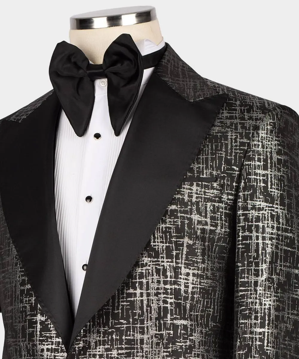 Men's Tuxedo Silver Pattern with Black Collar — photograph 2