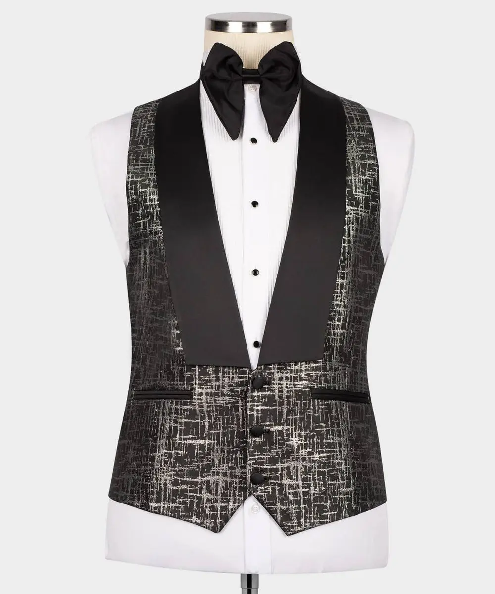 Men's Tuxedo Silver Pattern with Black Collar — photograph 4