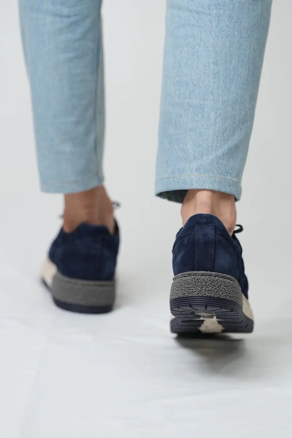 Navy Suede Sneakers for Men — photograph 4