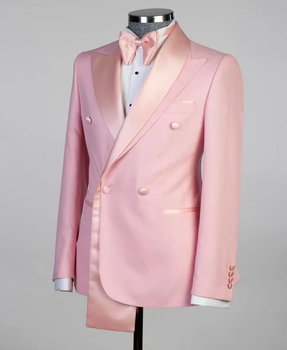 Shawl Design Satin Lapel Pink Tuxedo — photograph 3