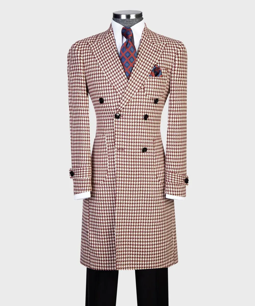 Red Houndstooth Men’s Long Coat — photograph 1