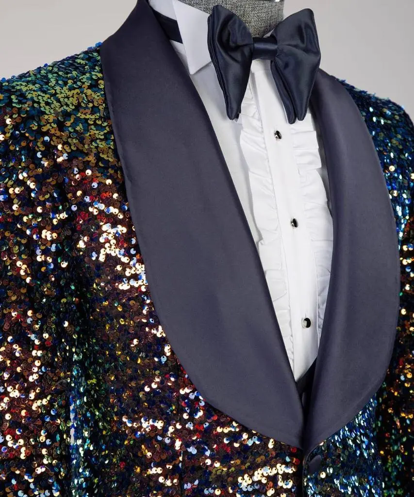 Men's 3 Piece Sequin Colourful Tuxedo — photograph 2