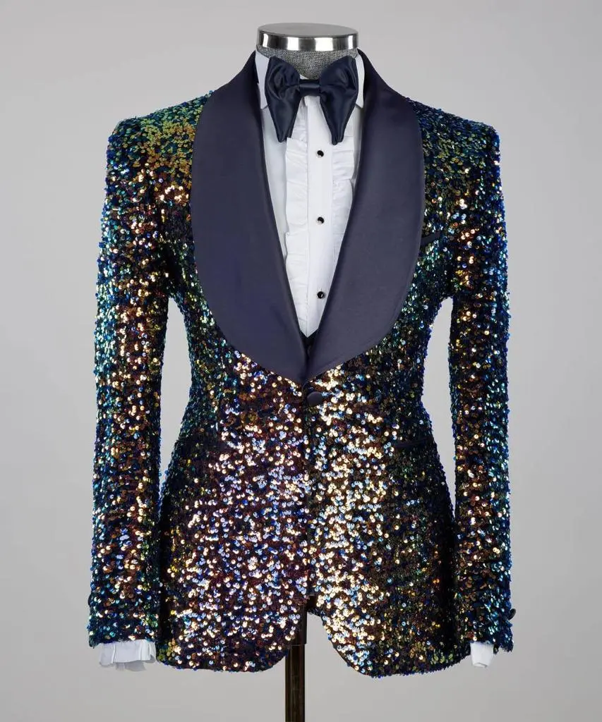 Men's 3 Piece Sequin Colourful Tuxedo — photograph 3
