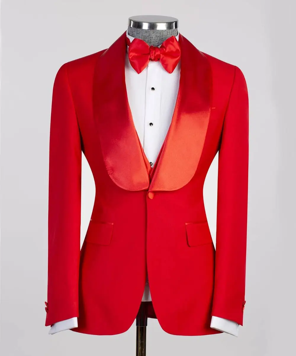 Men's 3 Piece Red Tuxedo Suit — photograph 4
