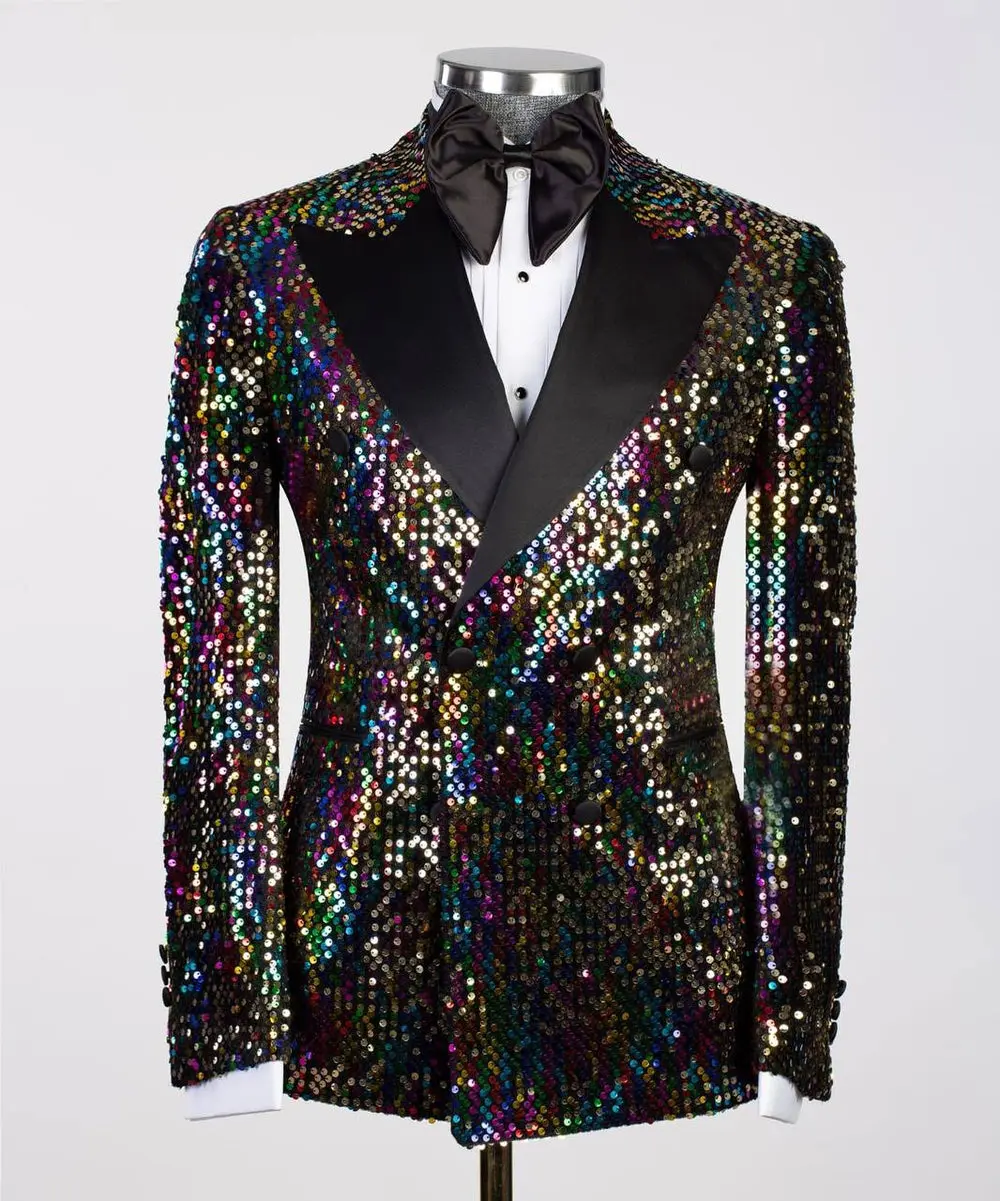 Men's 2 Piece Sequin Colourful Tuxedo Suit — photograph 1