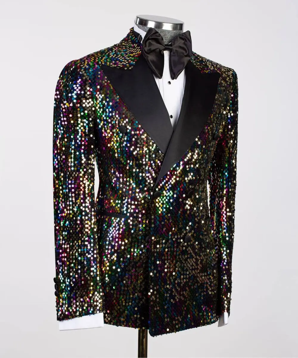 Men's 2 Piece Sequin Colourful Tuxedo Suit — photograph 2