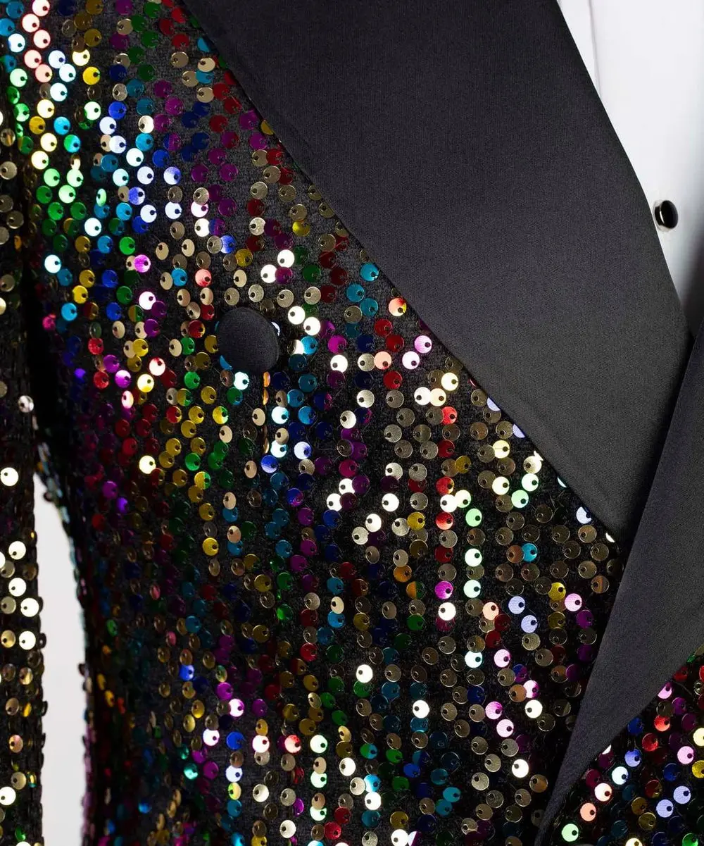 Men's 2 Piece Sequin Colourful Tuxedo Suit — photograph 3